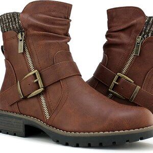 BOOT SALE!!! Hawkwell Combat Fashion Side Zipper Buckle Ankle Booties 7 NWT